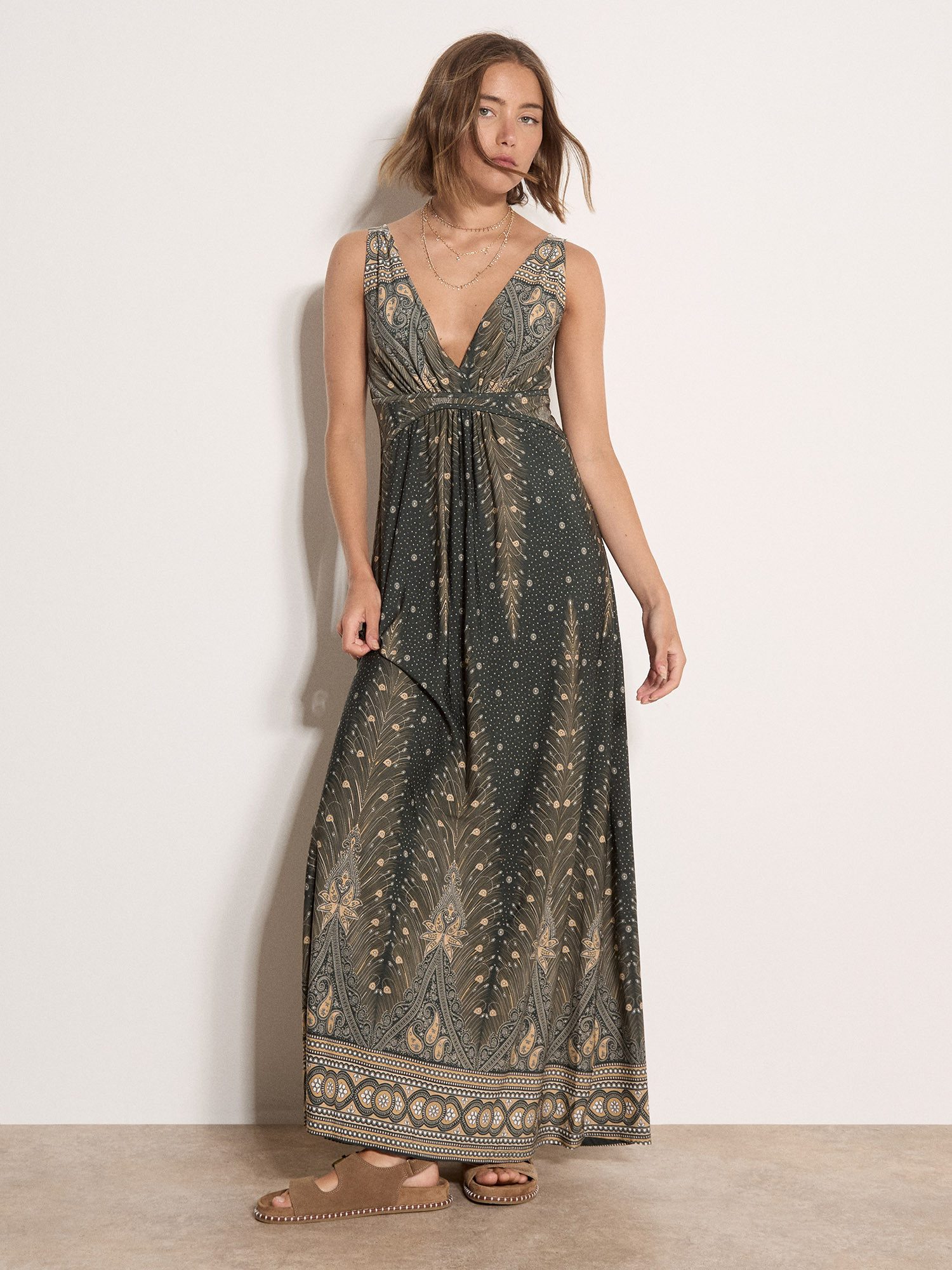 Apricot Maxikleid Paisley-Maxikleid mit Taillenband