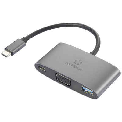 Renkforce USB-C® auf VGA- und USB-A-Adapter mit USB-Adapter