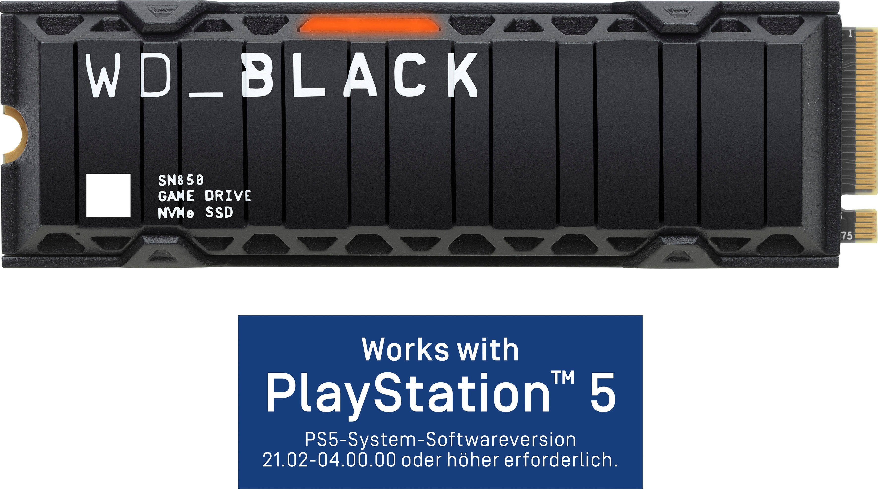 WD_Black SN850 Heatsink 500GB NVMe™ interne SSD (500 GB) 7000 MB/S  Lesegeschwindigkeit, 4100 MB/S Schreibgeschwindigkeit, Works with  PlayStation™ 5*, PCIe® Gen4 x4