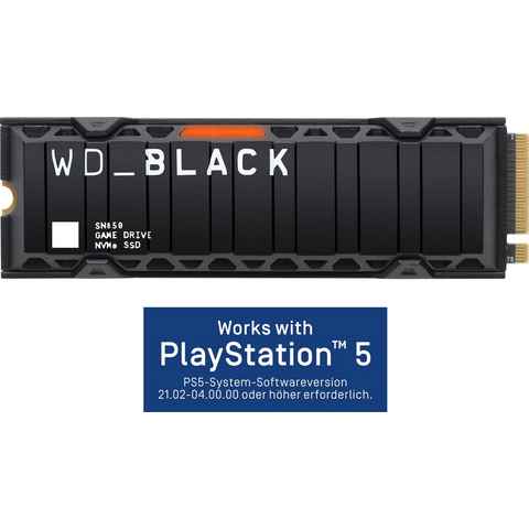 WD_Black SN850 Heatsink 500GB NVMe™ interne SSD (500 GB) 7000 MB/S Lesegeschwindigkeit, 4100 MB/S Schreibgeschwindigkeit, Works with PlayStation™ 5*, PCIe® Gen4 x4
