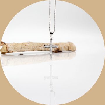 ELLAWIL Silberkette Kreuzkette Silberkette mit Kreuz Anhänger Halskette Damen Herren (Kettenlänge 50 cm, Sterling Silber 925), inklusive Geschenkschachtel