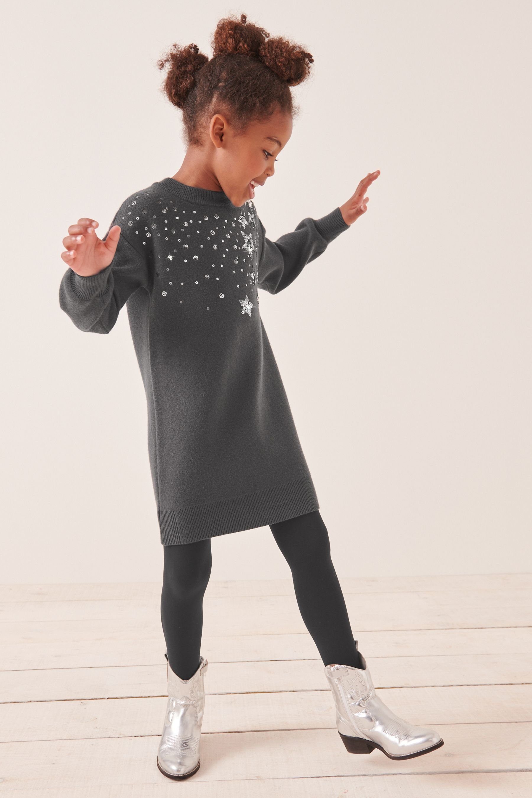 Next Paillettenkleid Pulloverkleid mit Paillettenstern (1-tlg)