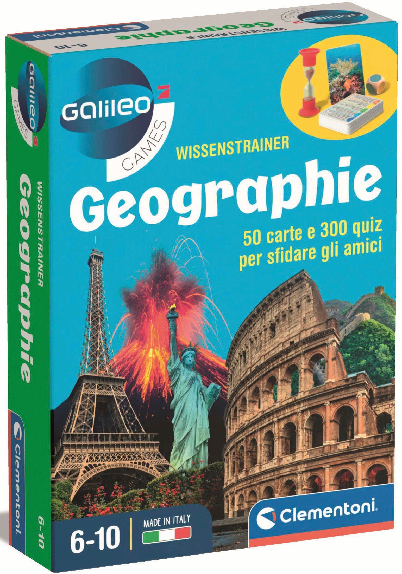 Clementoni® Spiel, Quizspiel Galileo, Wissenstrainer Geographie, Made in Europe