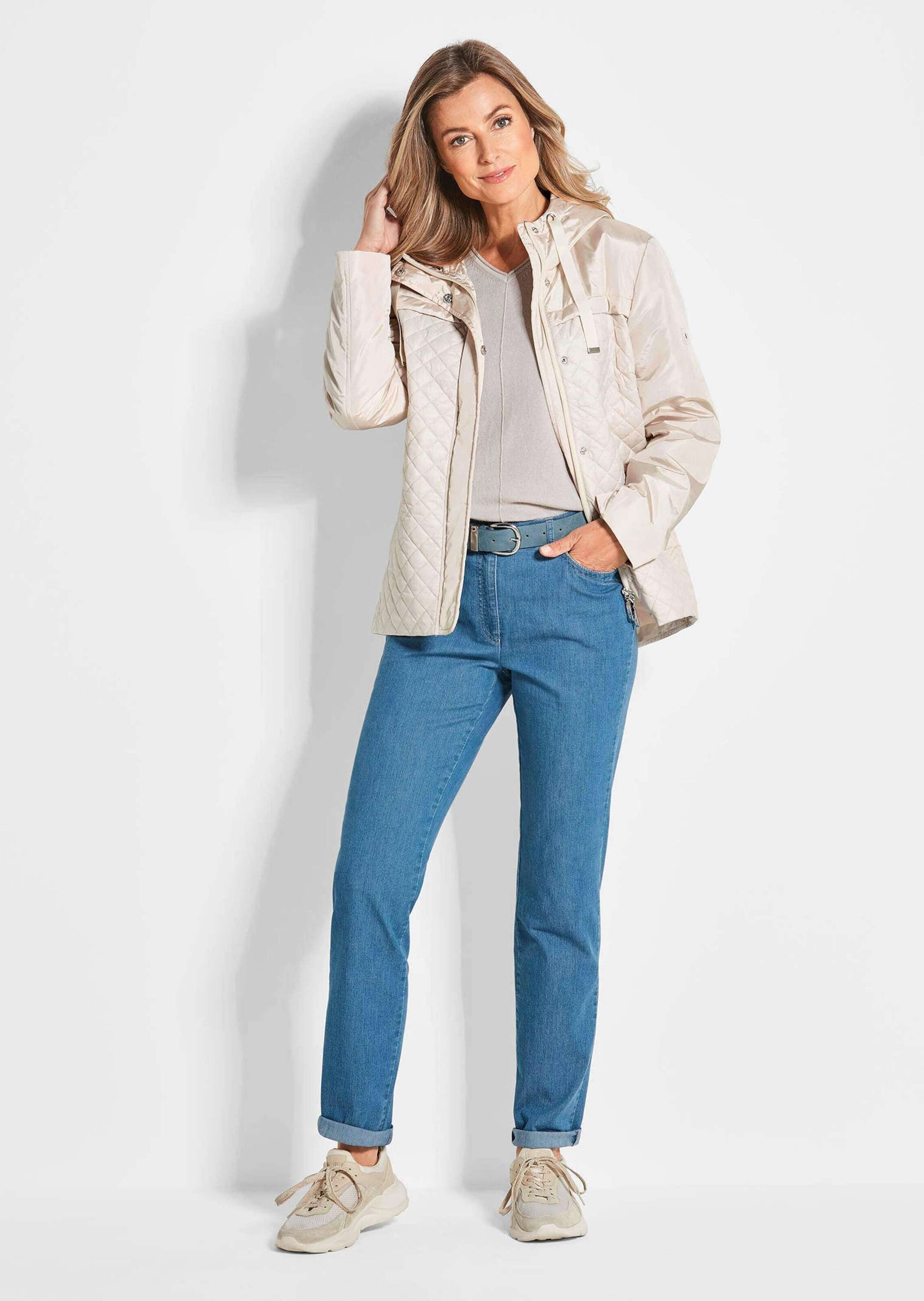 GOLDNER Outdoorjacke Elegante Outdoor-Jacke Rautenstepp mit glatten Details, hoher Kragen