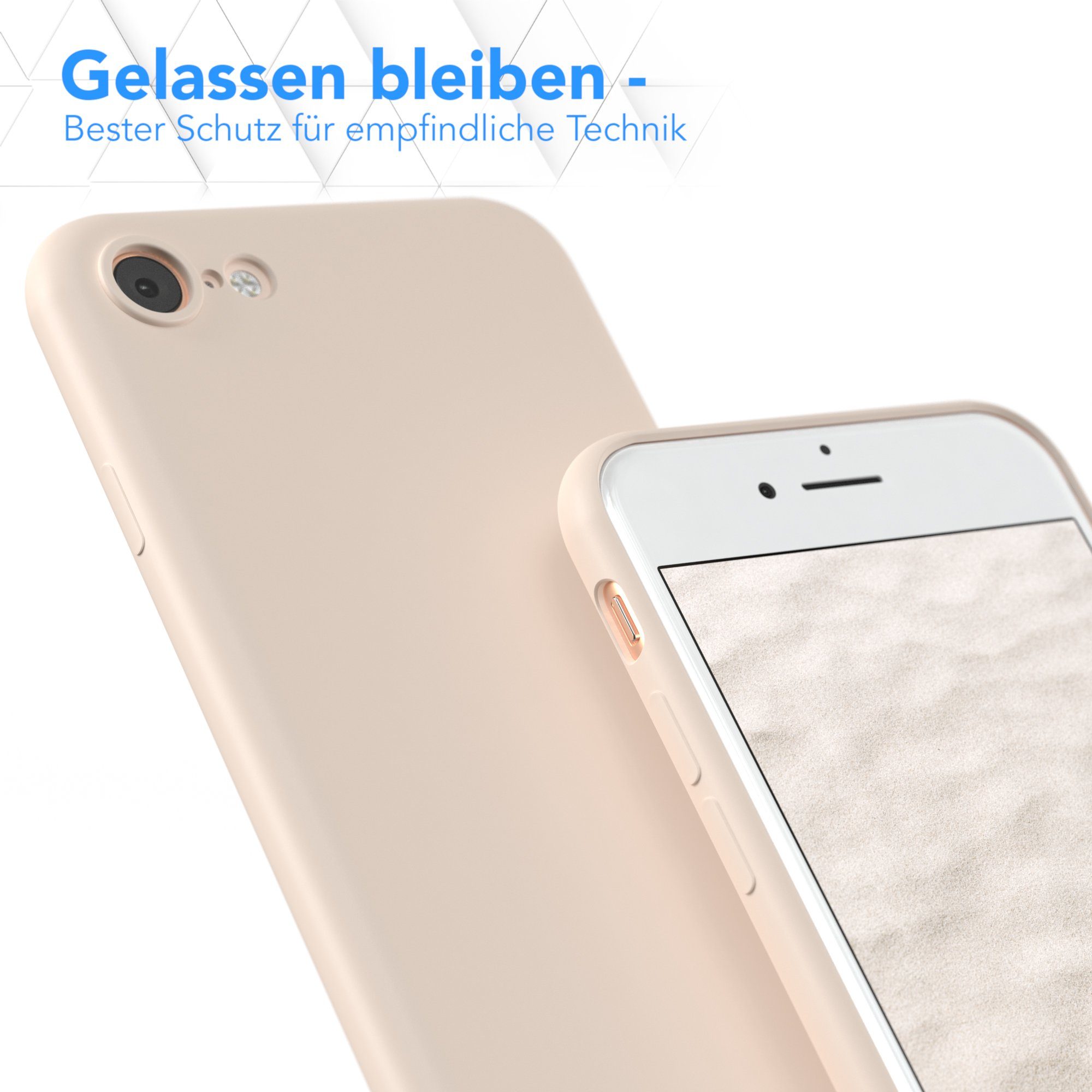 EAZY CASE Handyhülle für Apple iPhone SE 2022/2020 iPhone 8/7 Hülle Silikon 4,7 Zoll, Bumper Case Matt Slimcover Silikonschutzhülle elastisch Taupe / Beige – Bild 4 von 5