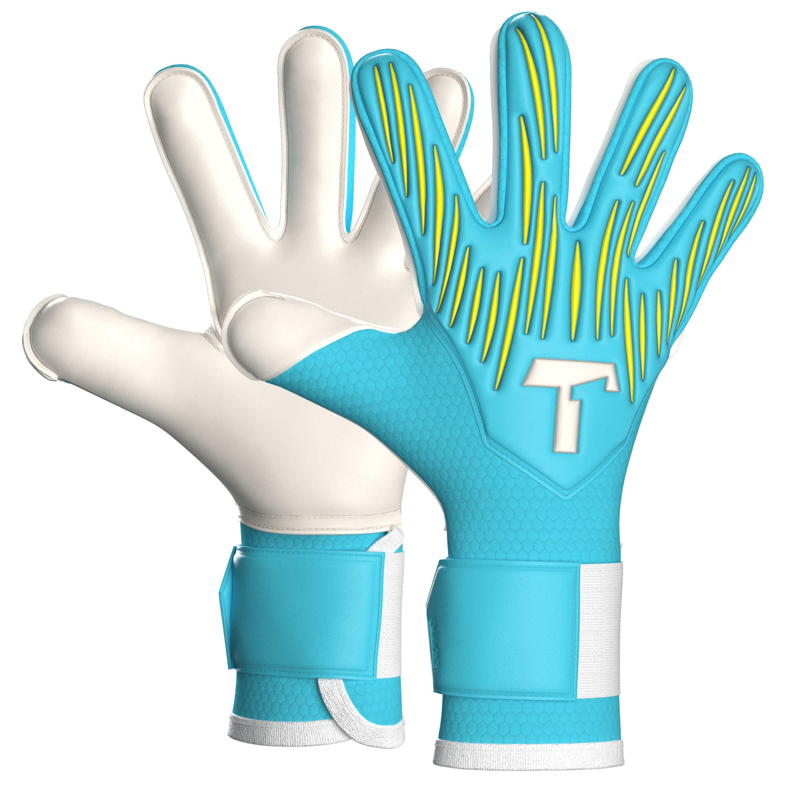 T1TAN Torwarthandschuhe Kinder, REBEL Sky Blue Junior, Größe 4-6