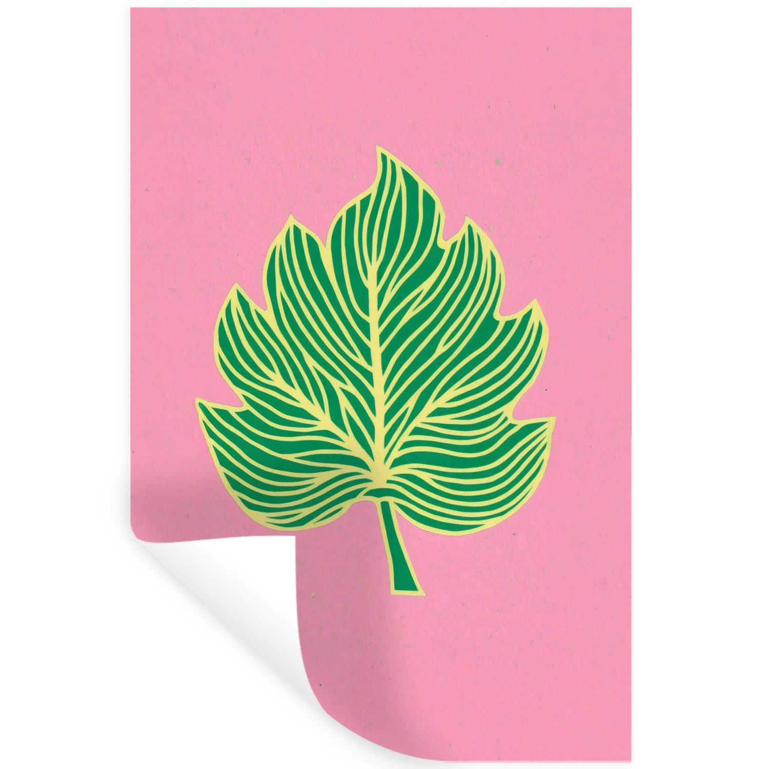 MuchoWow Wandsticker Blatt - Grün - Illustration - Minimalistisch (1 St), Wandaufkleber, Selbstklebend, Wohnzimmer, 20x30 cm