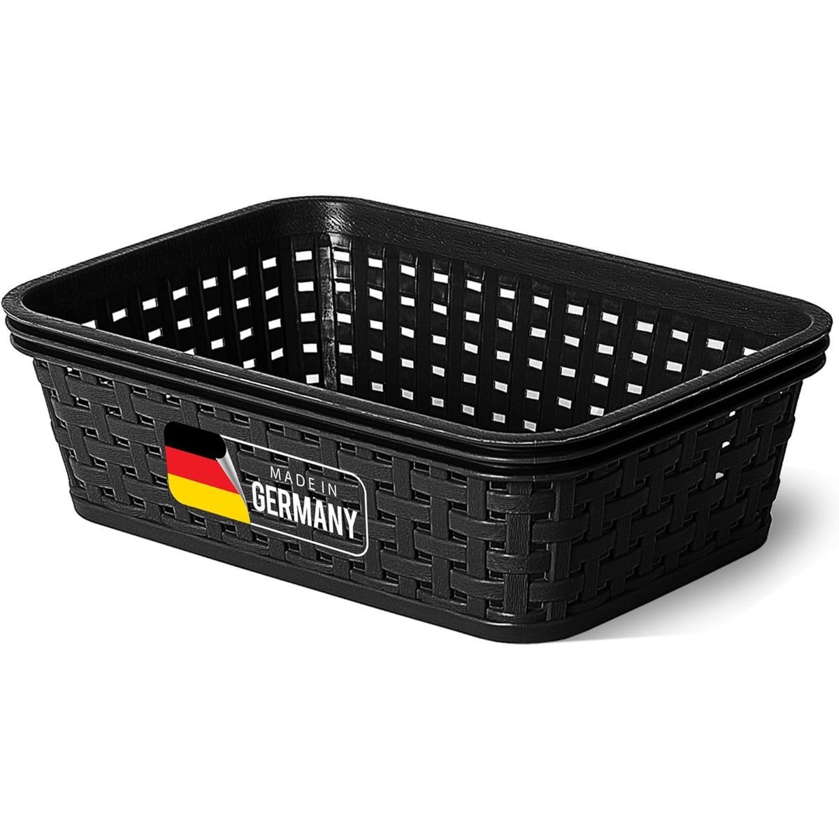 Novaliv Aufbewahrungsbox 30978-1x (1 St), Novaliv Aufbewahrungskorb in Rattan-Optik ohne Deckel Schwarz Kunsts