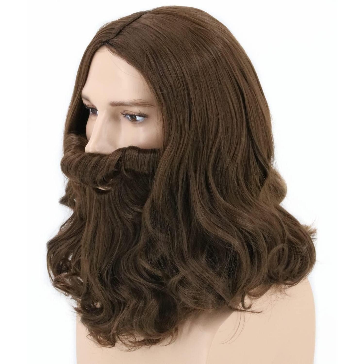 Kostüm-Perücke Perücke Herren Bart Halloween Cosplay Braun