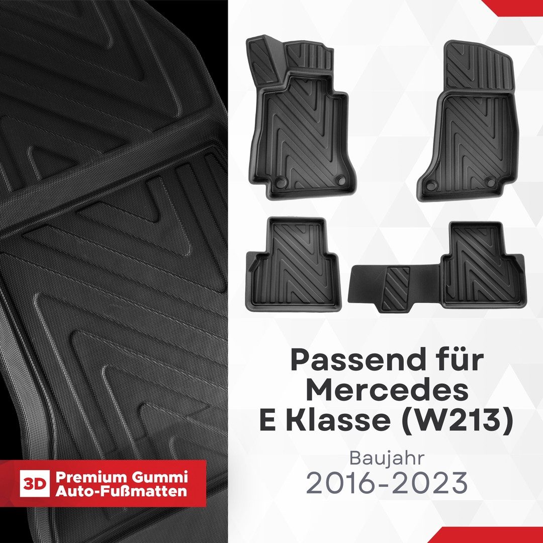 fussmattenprofi.com Auto-Fußmatte 3D Fussmatten passend für Mercedes E Klasse (W213) 2016-2023 (1 St), für Mercedes Mercedes E Klasse
