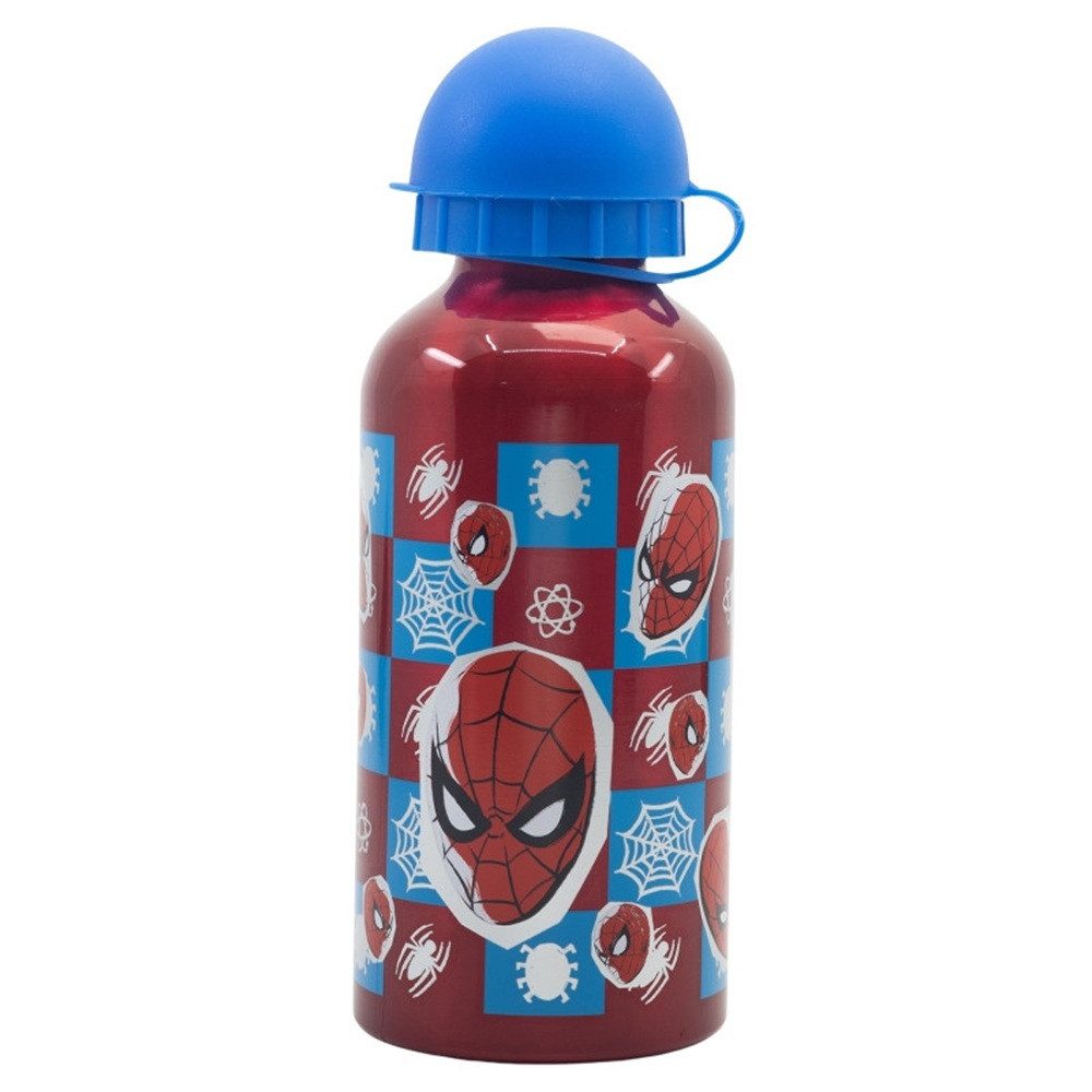 Spiderman Trinkflasche Spiderman Midnight Flyer Aluminiumflasche 400 ml, Flasche mit Schutzkappe und Staubschutz