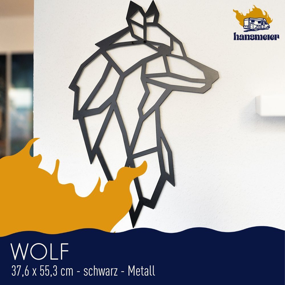 Wolf Motiv Wanddekoobjekt Für Wasserfest, Hansmeier Innen, & Schwarz Außen Metall, aus Wanddeko