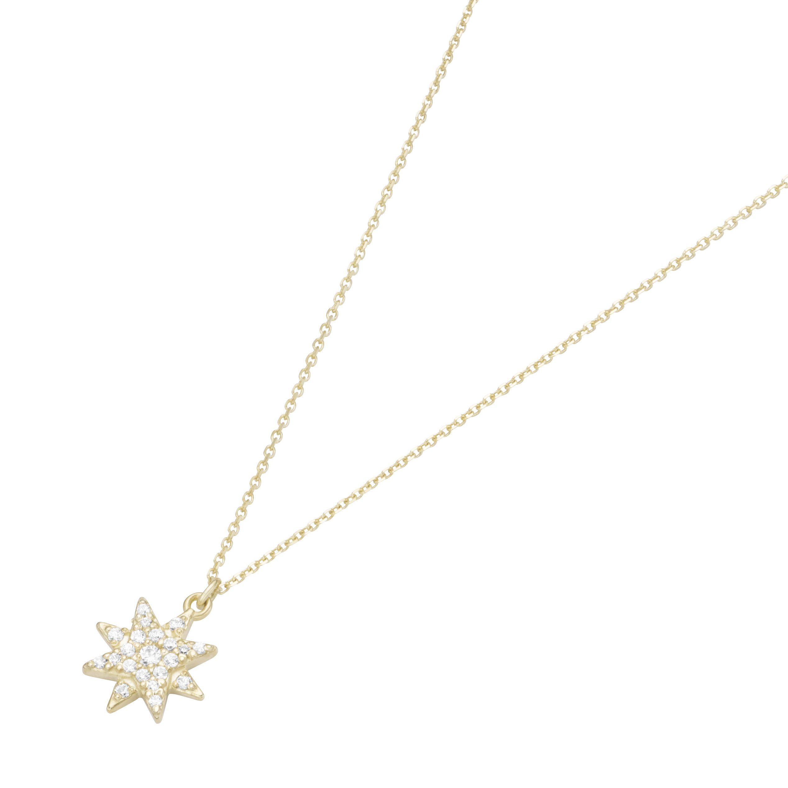Goldkette Stern mit Zirkonia, Gold 375