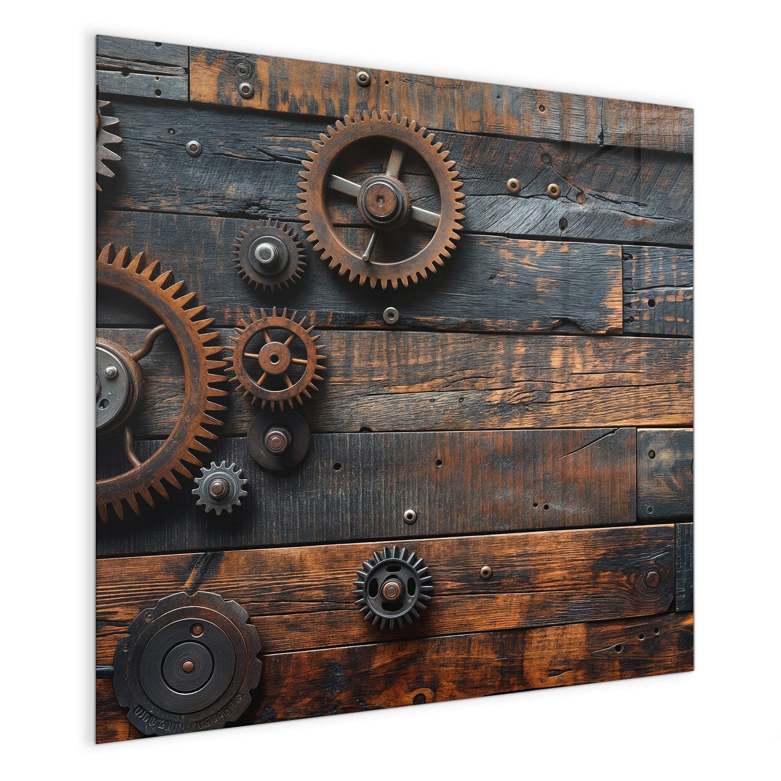 Primedeco Magnettafel Glas Holz und Zahnräder Pinnwand Whiteboard beschreib günstig online kaufen