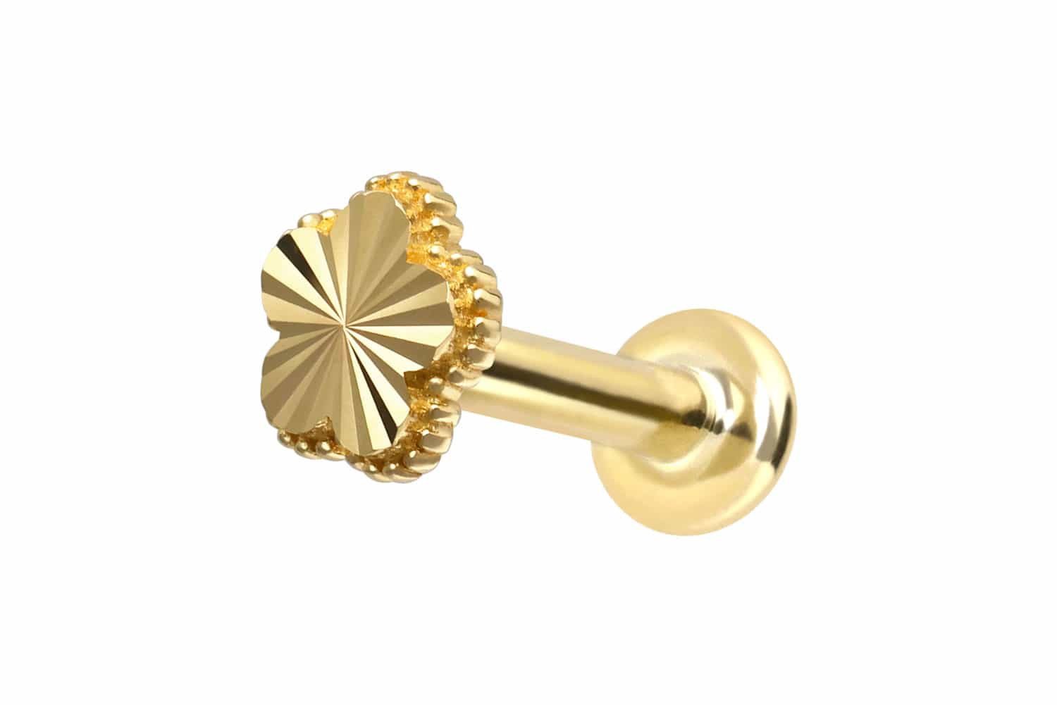 PIERCINGLINE Piercing-Set 14 Karat Gold Labret mit Push Fit BLUME (Labrets, 1-tlg)