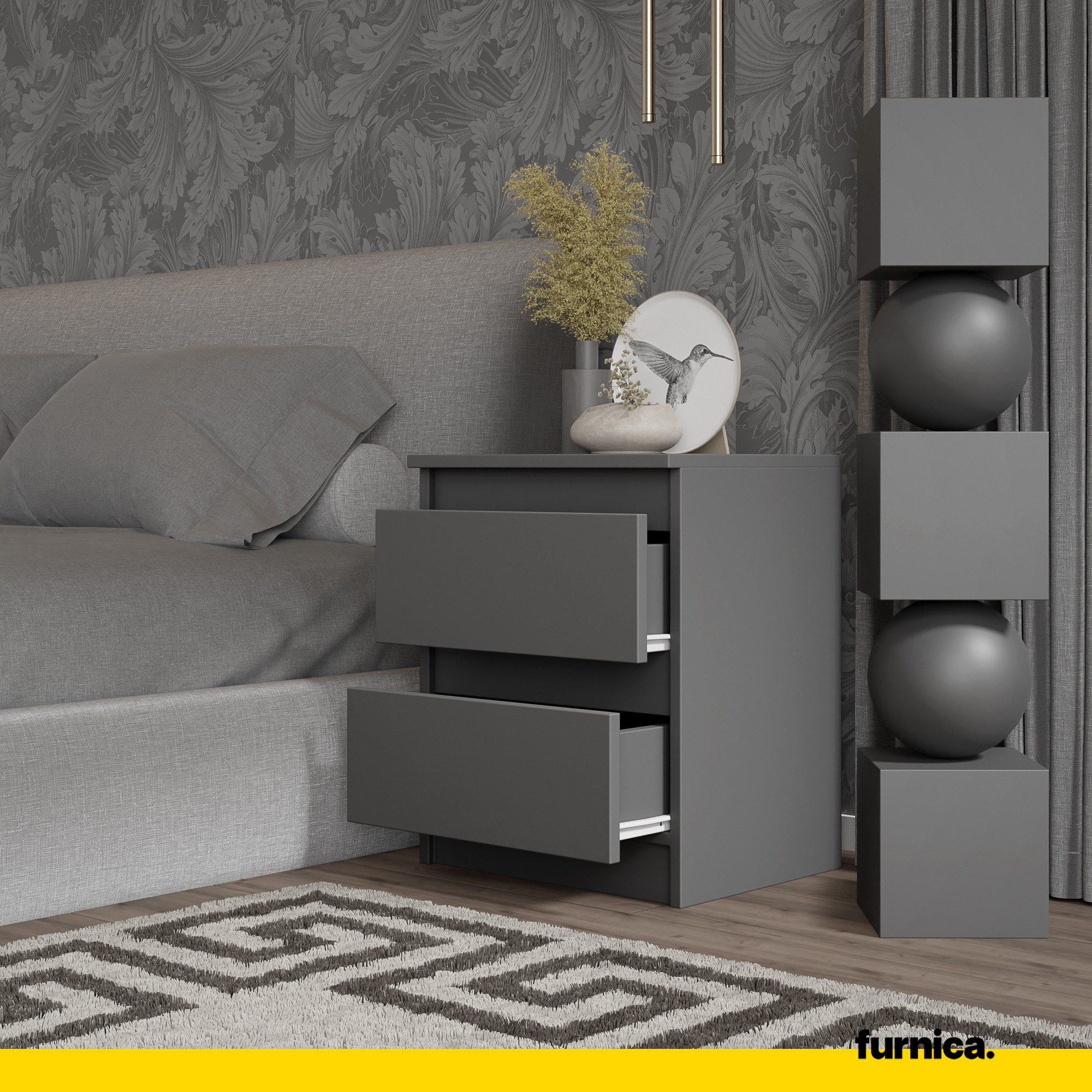 Furnica Nachttisch 2er-Set - BIG G - Nachtschrank mit 2 Schubladen H50cm B4 günstig online kaufen