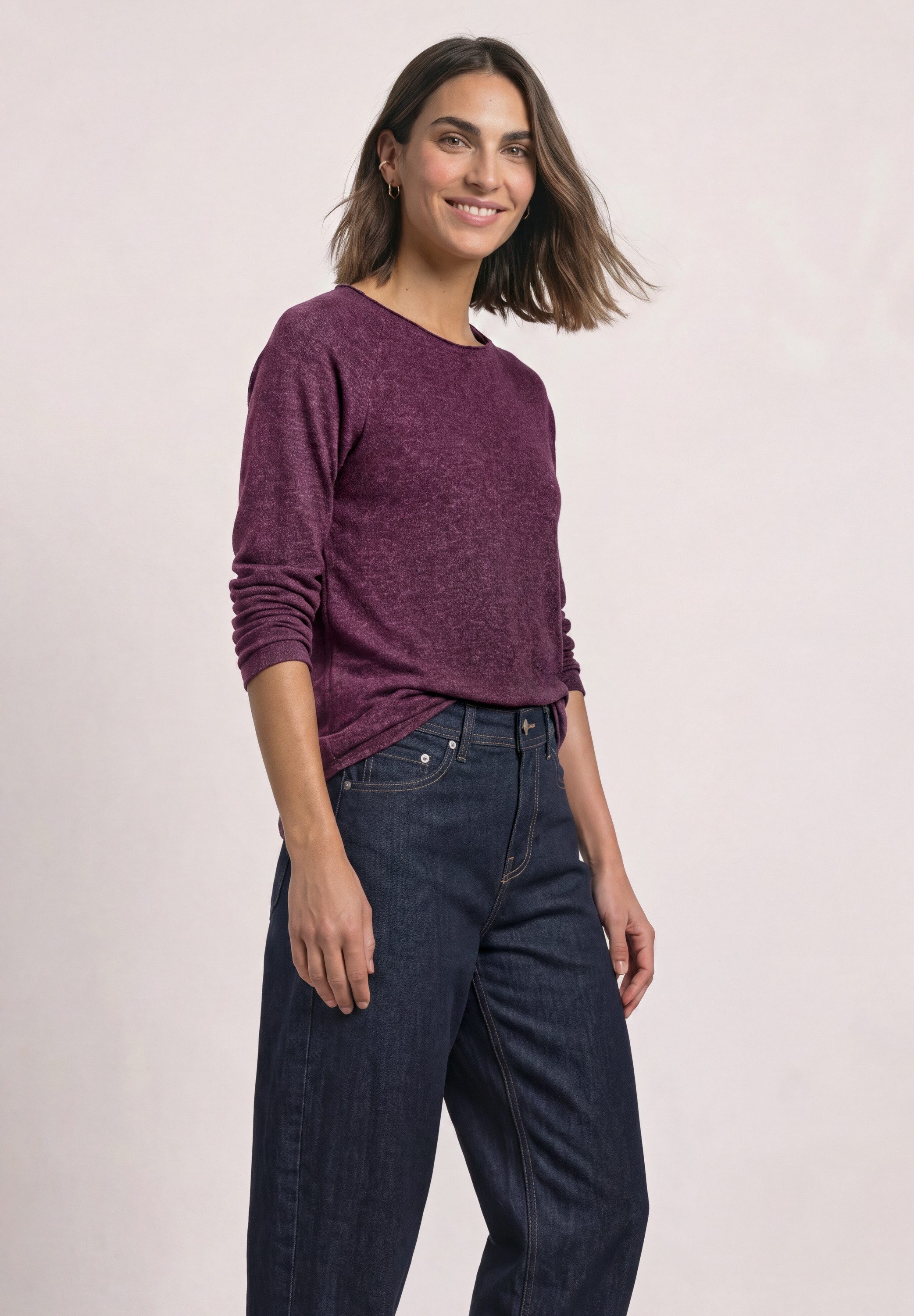STREET ONE Langarmshirt aus softem Materialmix