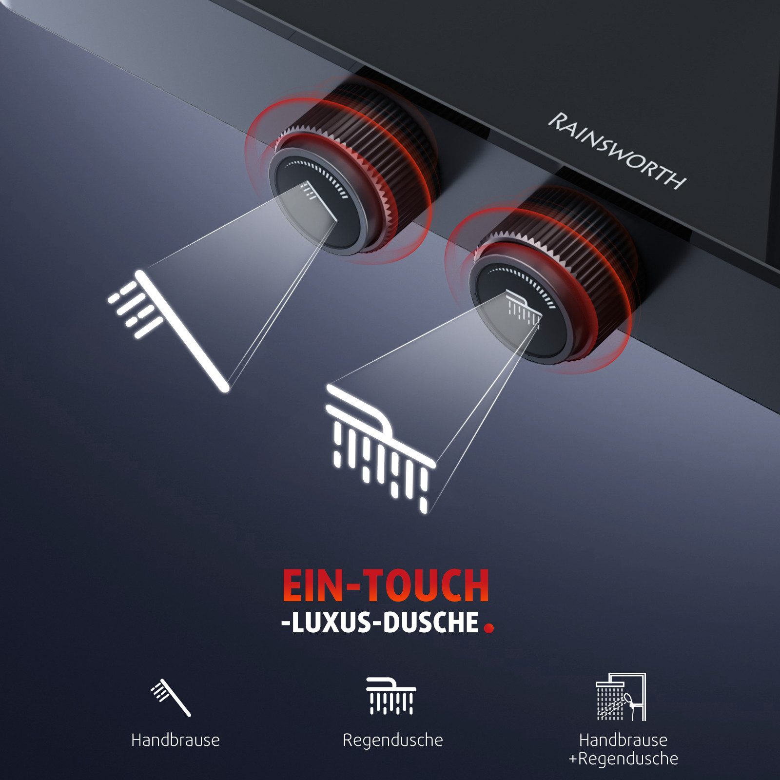 Rainsworth Duschsystem mit Thermostat und Glasablage, günstig online kaufen