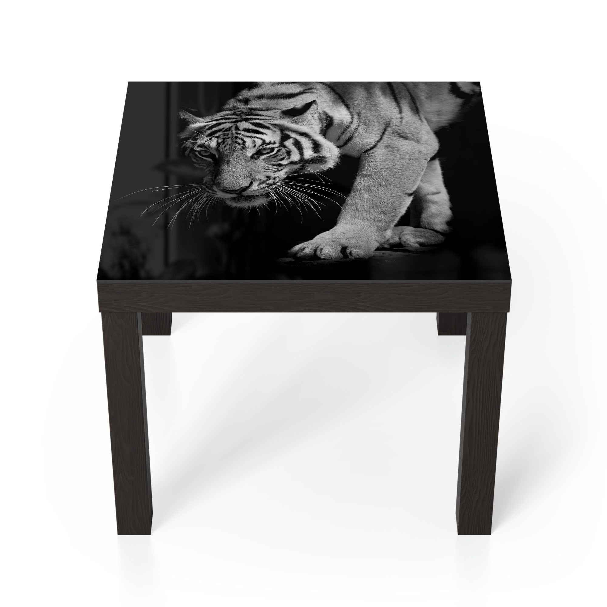 DEQORI Couchtisch 'Pirschender Tiger', Glas Beistelltisch Glastisch modern Schwarz