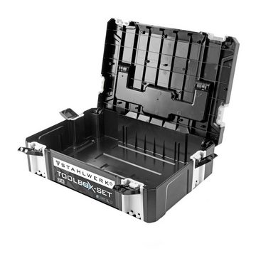 STAHLWERK Werkzeugbox Universal Toolbox Größe S 443 x 310 x 128 mm, stapelbare Systembox / Werkzeugkiste / Werkzeugkoffer mit Tragegriff