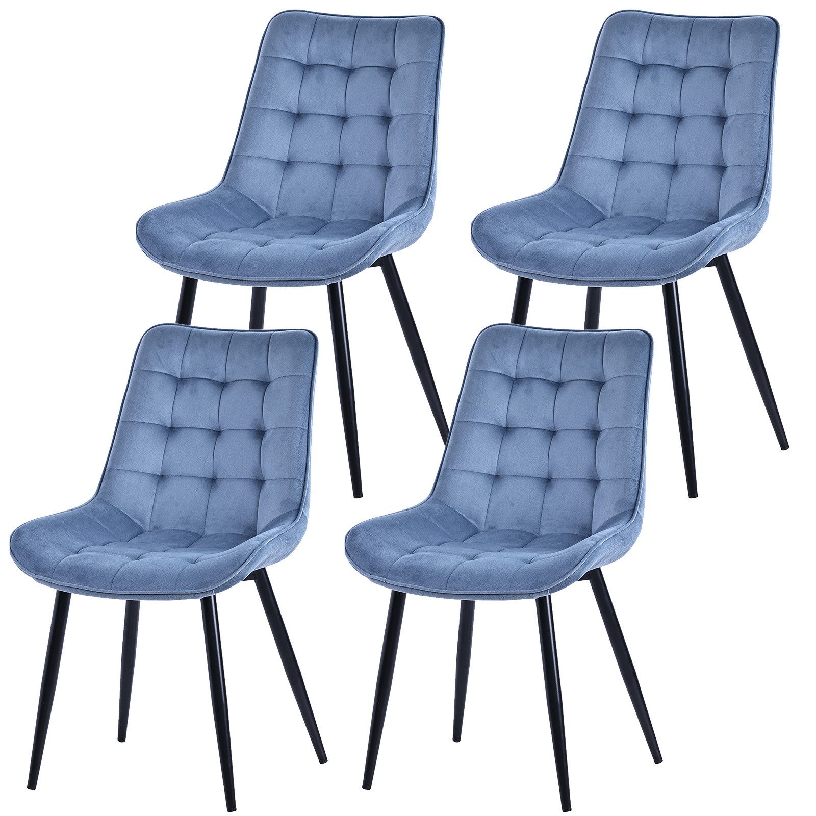 HOMAVO Esszimmerstuhl Stuhlset – Polsterstühle, Samt oder Webstoff, Metall-Füße (Nach EN 12520 geprüft, 4 St), mit Ergonomischer Rückenlehne und Metallbeinen