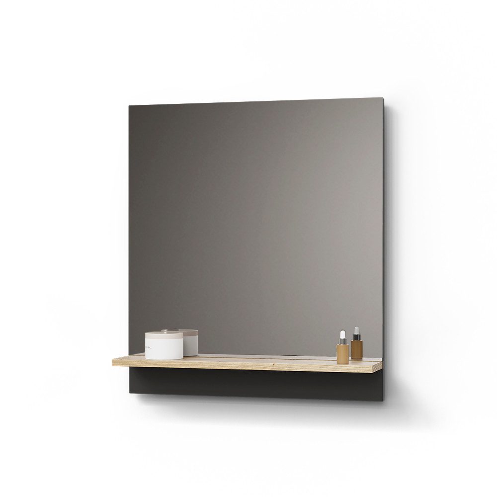 Livinity® Badspiegel Timavo, Anthrazit/Artisan-Eiche, 60 x 67 cm mit Regal (1-St)