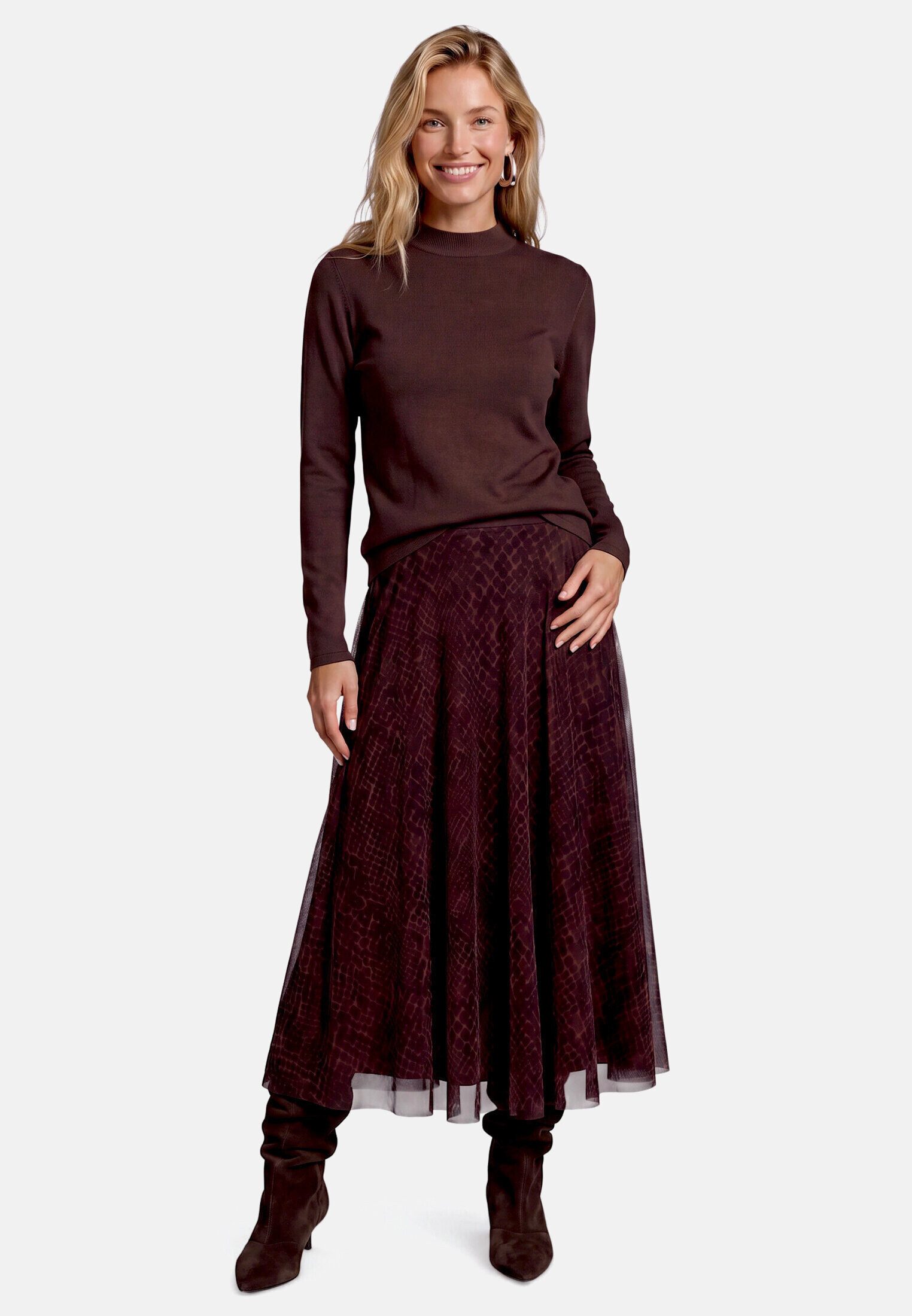 Zero Midirock Damen mit Muster Material