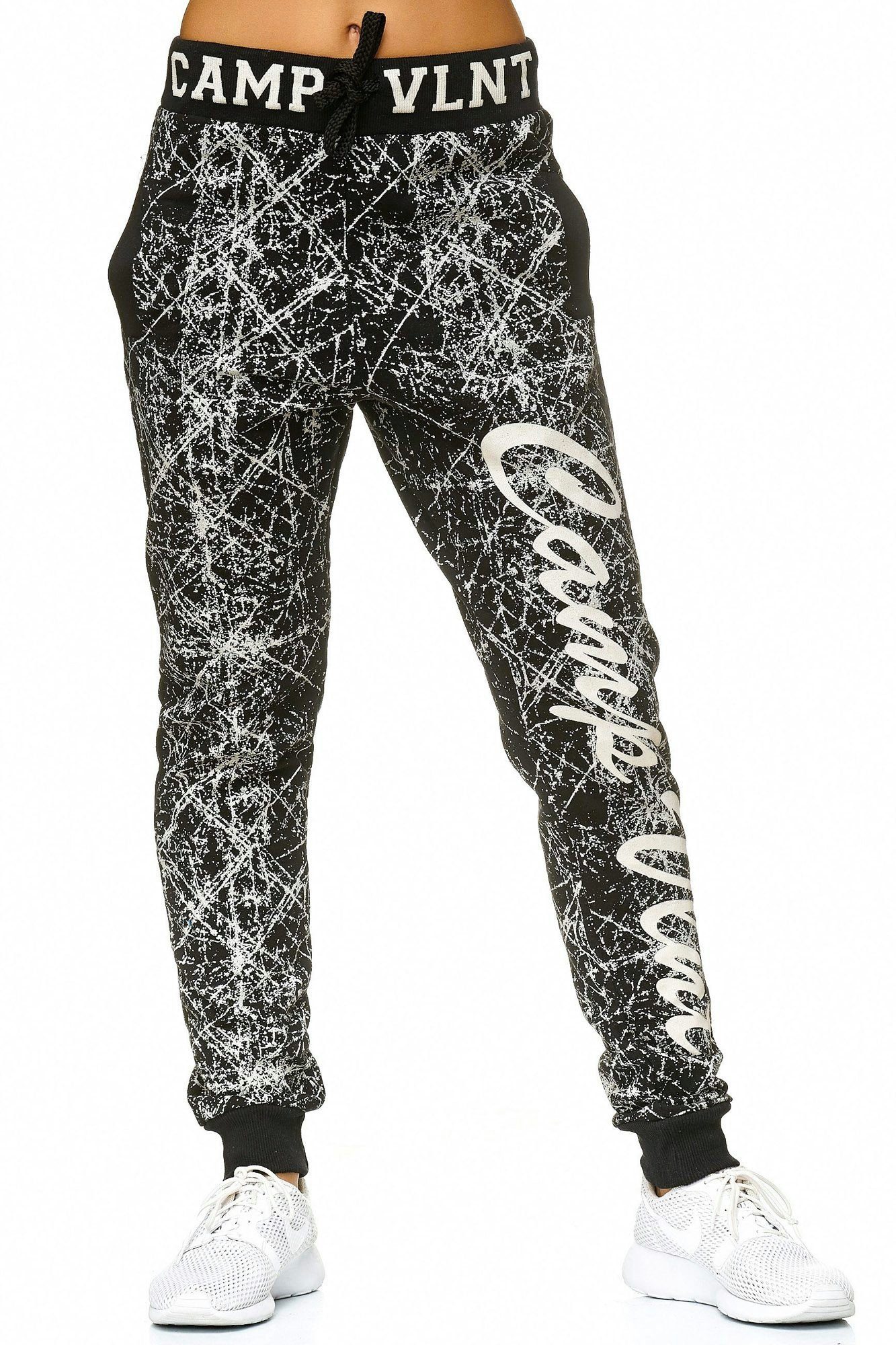 L.gonline Jogginghose Damen Trainingshose, Jogginghose, Sporthose, Zebra Design, hochwer (Sweatpants, 1-tlg) Fitness Freizeit Casual