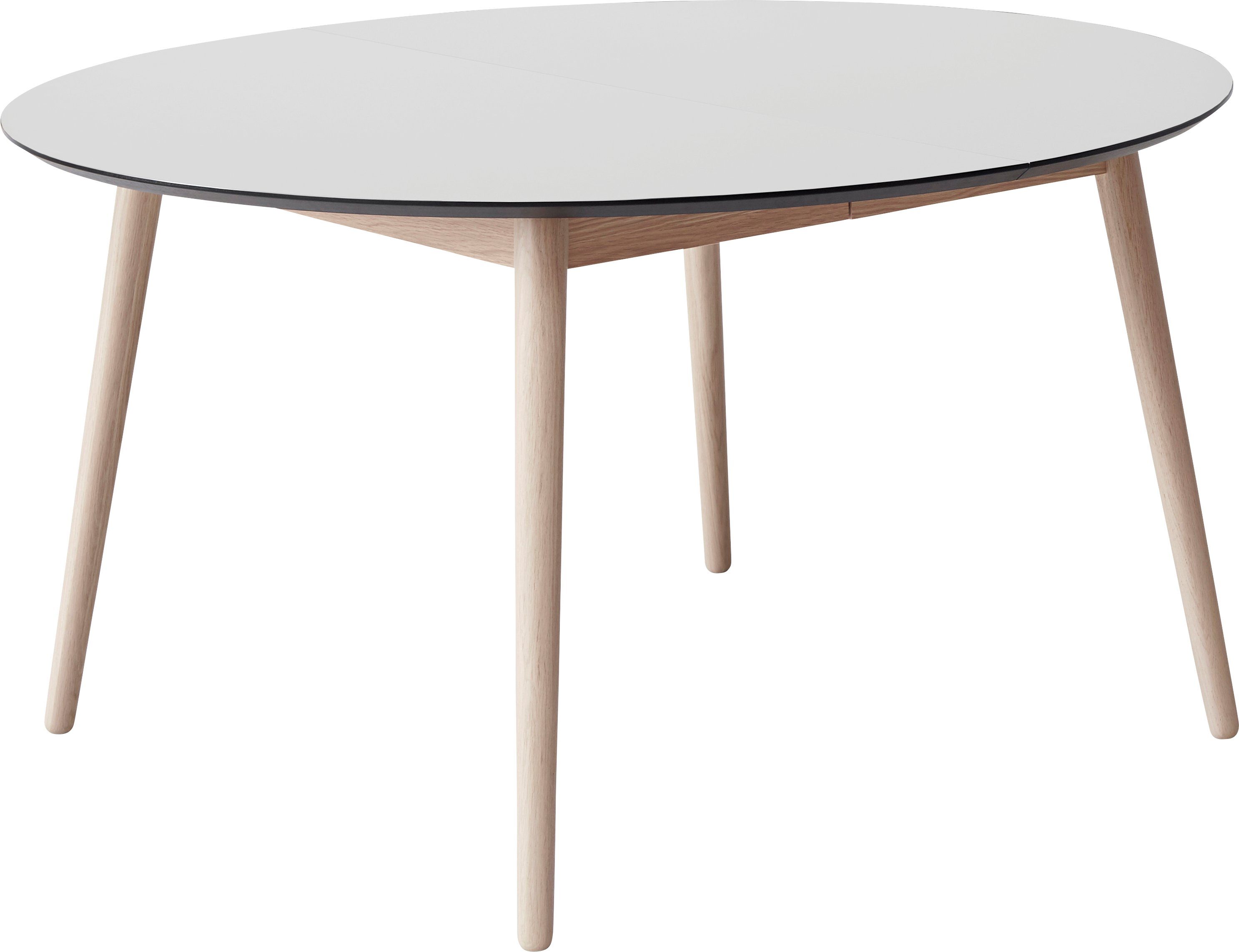 Hammel Furniture Esstisch Meza by Hammel, Ø135(231) cm, runde Tischplatte aus MDF/Laminat, Massivholzgestell Weiß | Esstische
