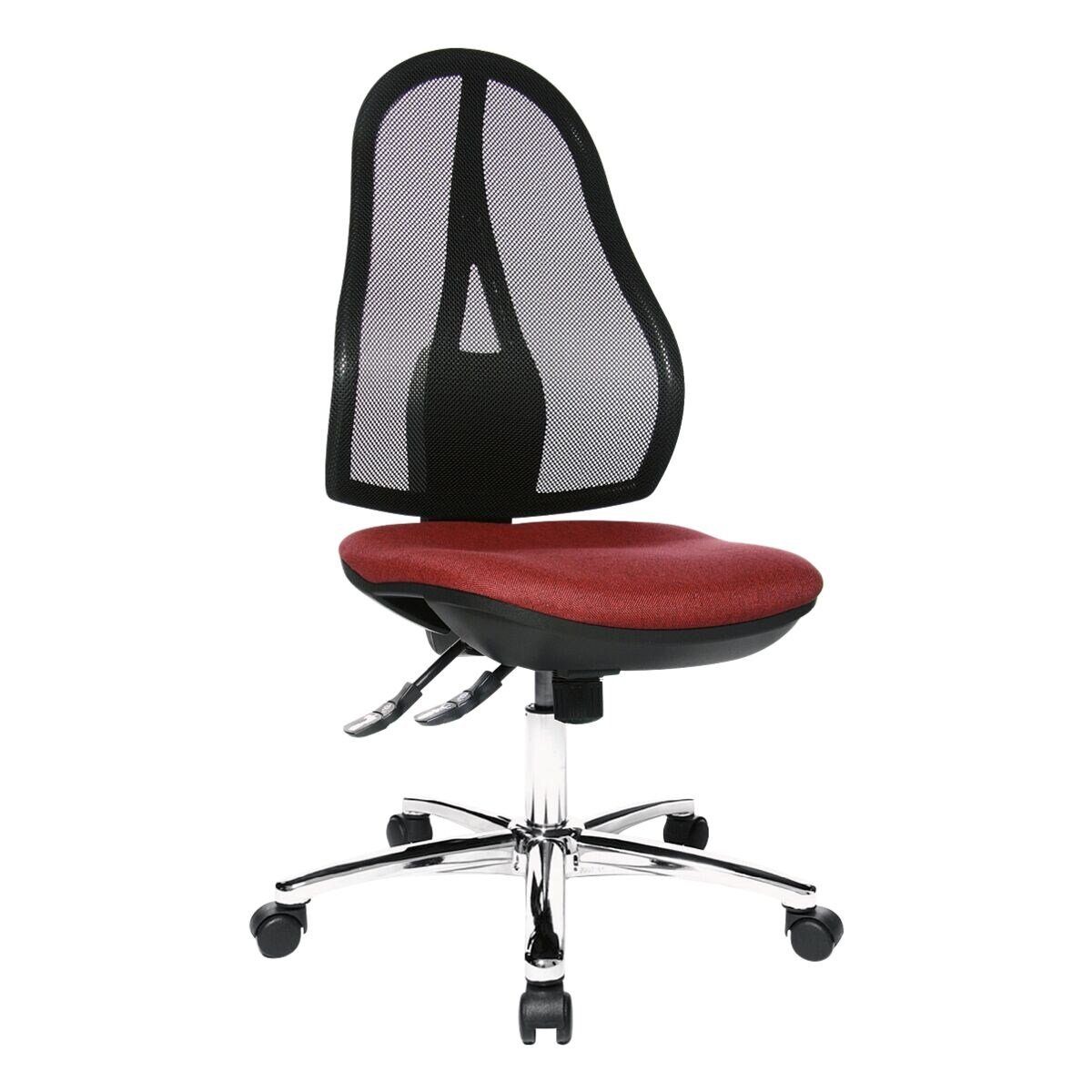 TOPSTAR Schreibtischstuhl Open Point SY, mit ergonomischem Netzrücken und Bandscheibensitz, (ohne Armlehnen) bordeaux