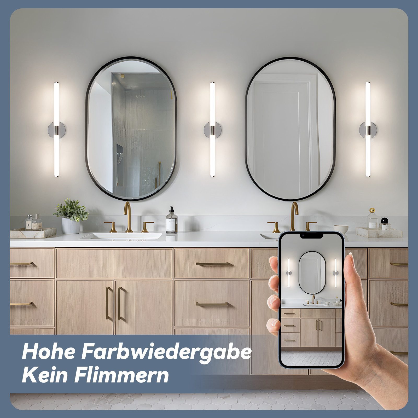 Nettlife LED Spiegelleuchte Spiegelleuchte LED zimmer 60CM 8W, LED fest int günstig online kaufen