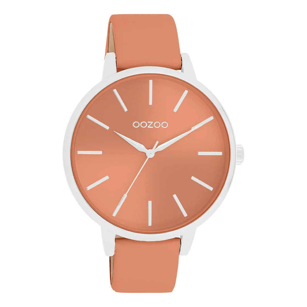 OOZOO Quarzuhr Damenuhr C11545 Zifferblatt & Lederband in Dusty Orange, 42 mm, Warmer Farbton im modernen Design