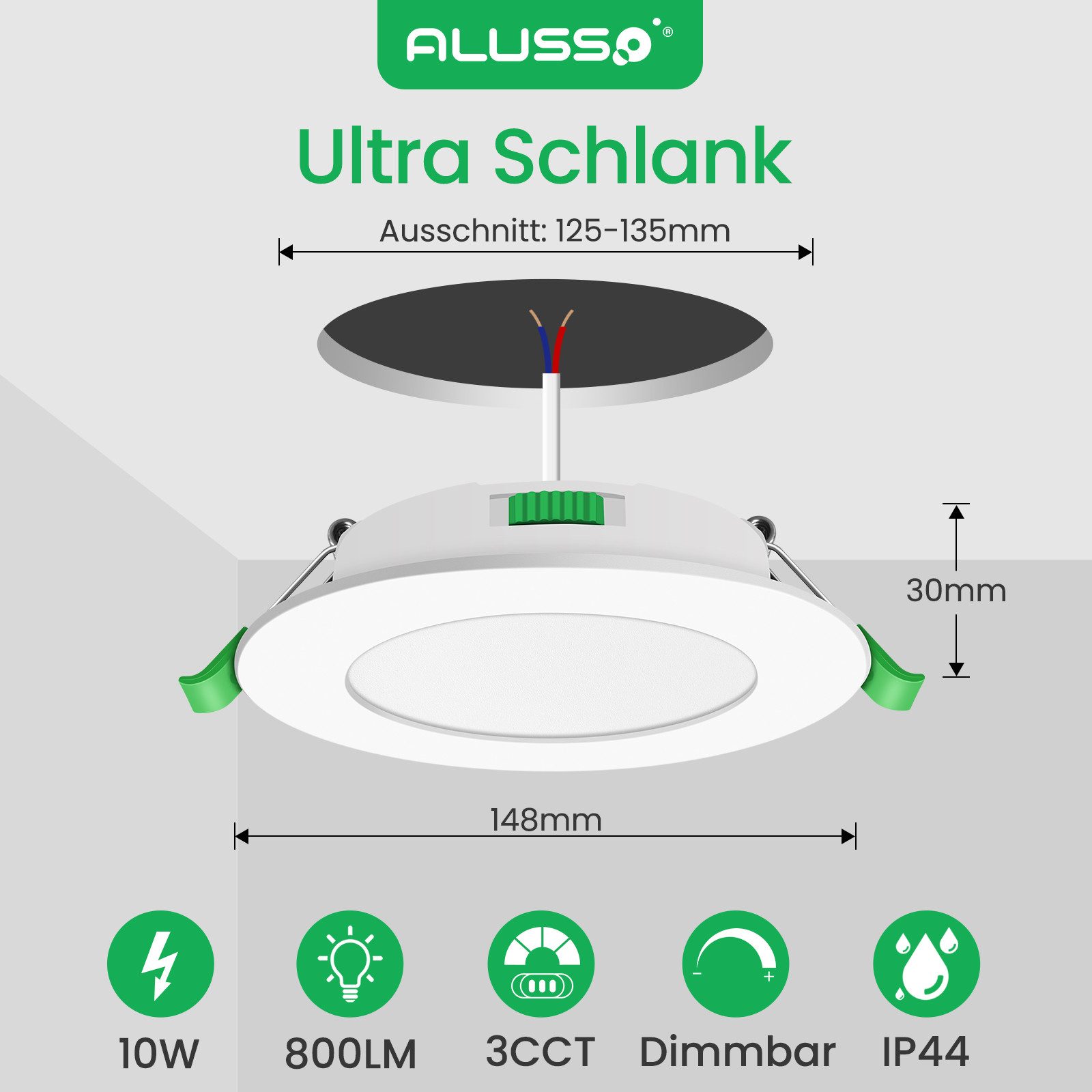 ALUSSO LED Einbaustrahler 6er-Set, Decken Leuchte, günstig online kaufen