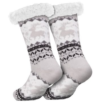 compagno Kuschelsocken (1-Paar) Kuschelsocken Rentiere Noppensocken Anti Rutsch Sohle Wintersocken Damen Herren Socken 1 Paar Einheitsgröße