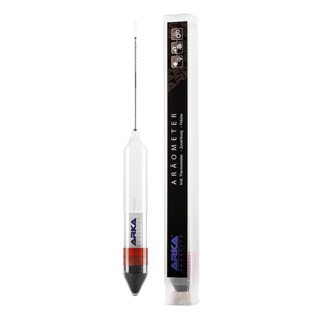 ARKA Biotechnologie GmbH Aquarium-Wassertest Arka Aräometer inkl.Thermometer Salzgehaltes/Dichte und Temperaturmess