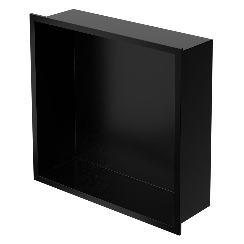 LuxeBath Duschwand Wandnische mit Rahmen aus Edelstahl Flexibler Einbau für Badezimmer, Duschnische Schwarz 30x30x10cm Einzelregal & Rahmen Befliesbare Nische