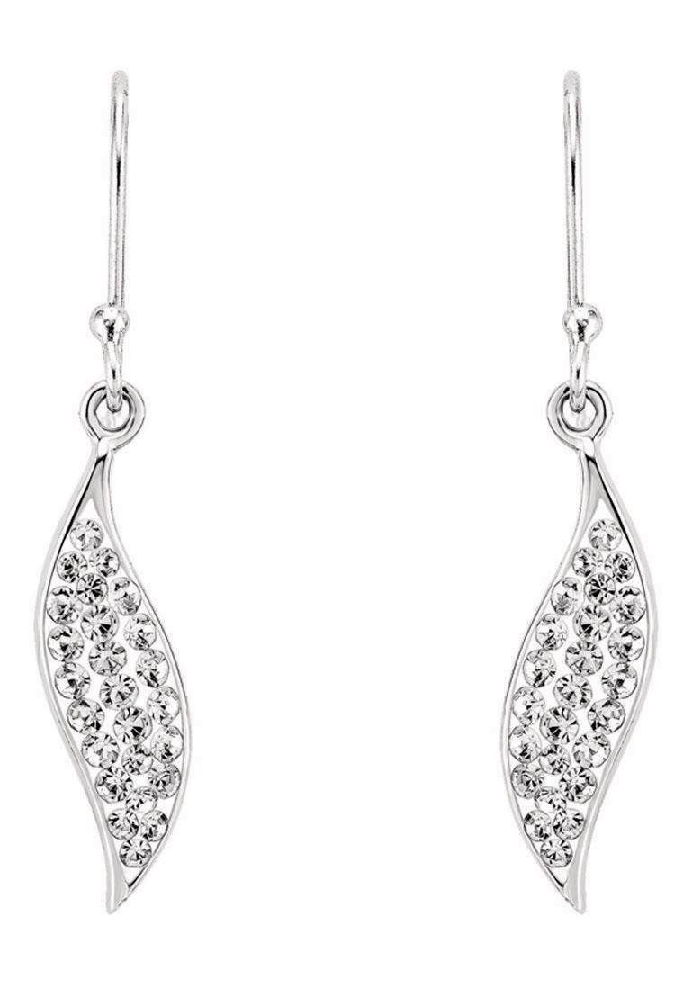 Amor Paar Ohrhaken Blätter, mit Kristallstein