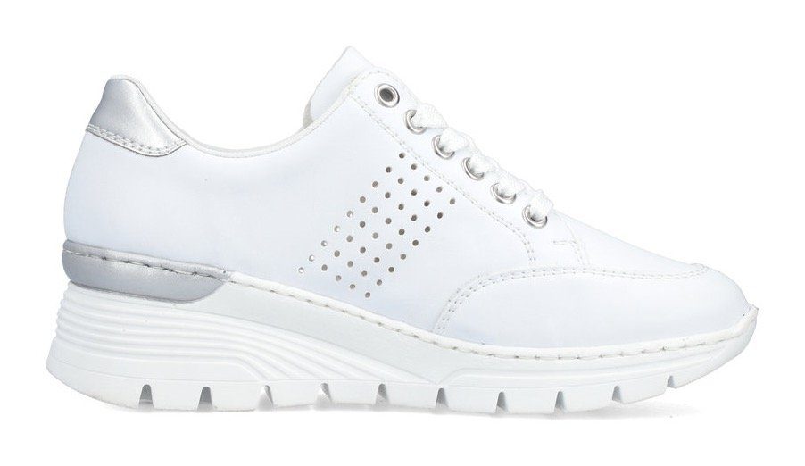 Rieker Wedgesneaker mit seitlichen Flechtdurchzügen, Freizeitschuh, Halbschuh, Schnürschuh – Bild 4 von 5