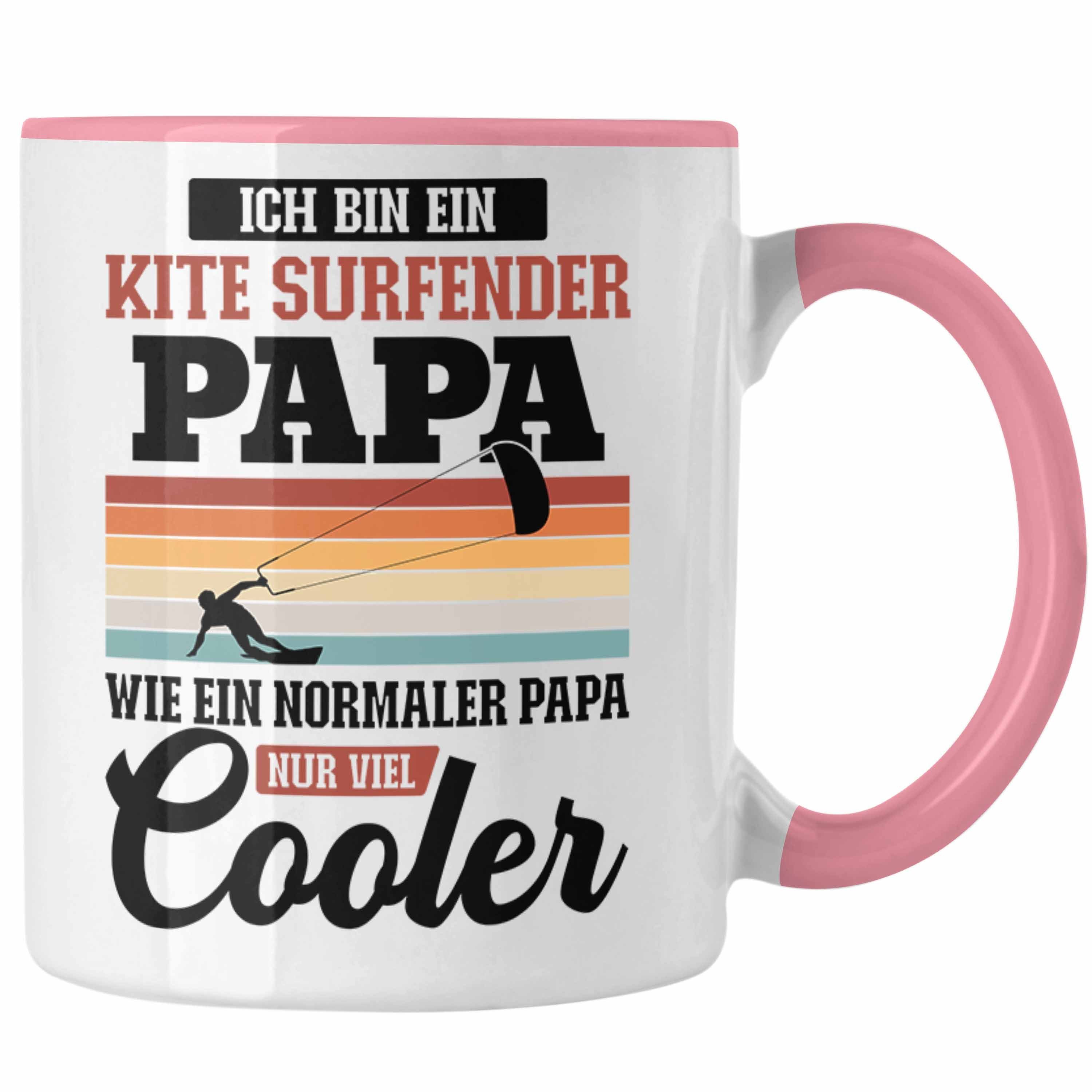 Trendation Tasse Trendation - Kitesurf Papa Kitesurfen Geschenk Tasse Vater Kite Surfender Papa Kitesurfing Rosa | Teetassen