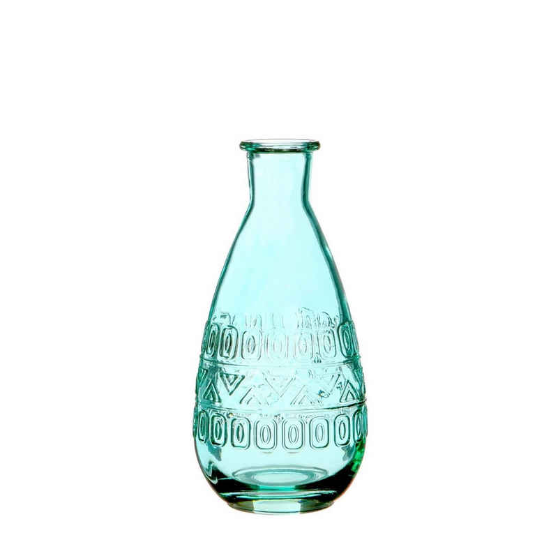 NaDeco Dekovase Glas Flasche Rome in Hellblau h. 15,8 cm Ø 7,5 cm