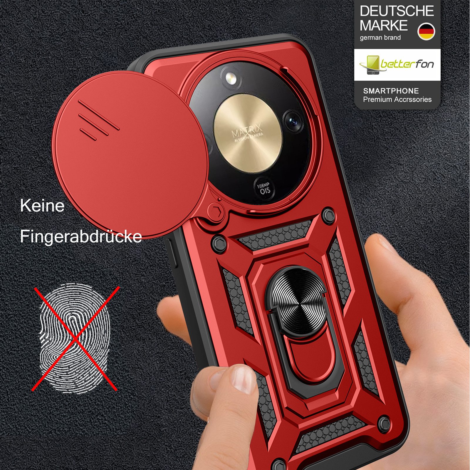 betterfon Handyhülle Panzer Hülle für Honor Magic 8 Lite Outdoor Case mit Kameraschutz, Outdoorhülle mit Ringhalter Smartstand und Silikonkern – Bild 2 von 5