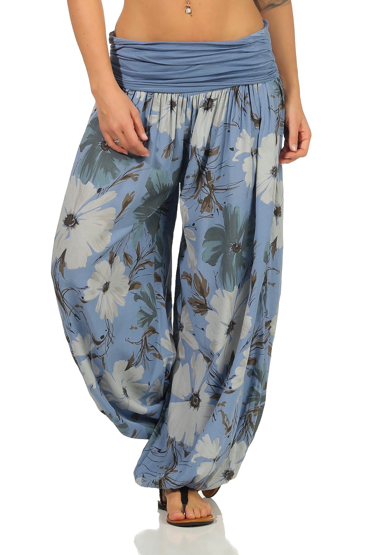Aurela Damenmode Haremshose Sommerhose luftig & leichte Pumphose für Damen (1-tlg) mit elastischem Bund, sommerliches Design Jeans
