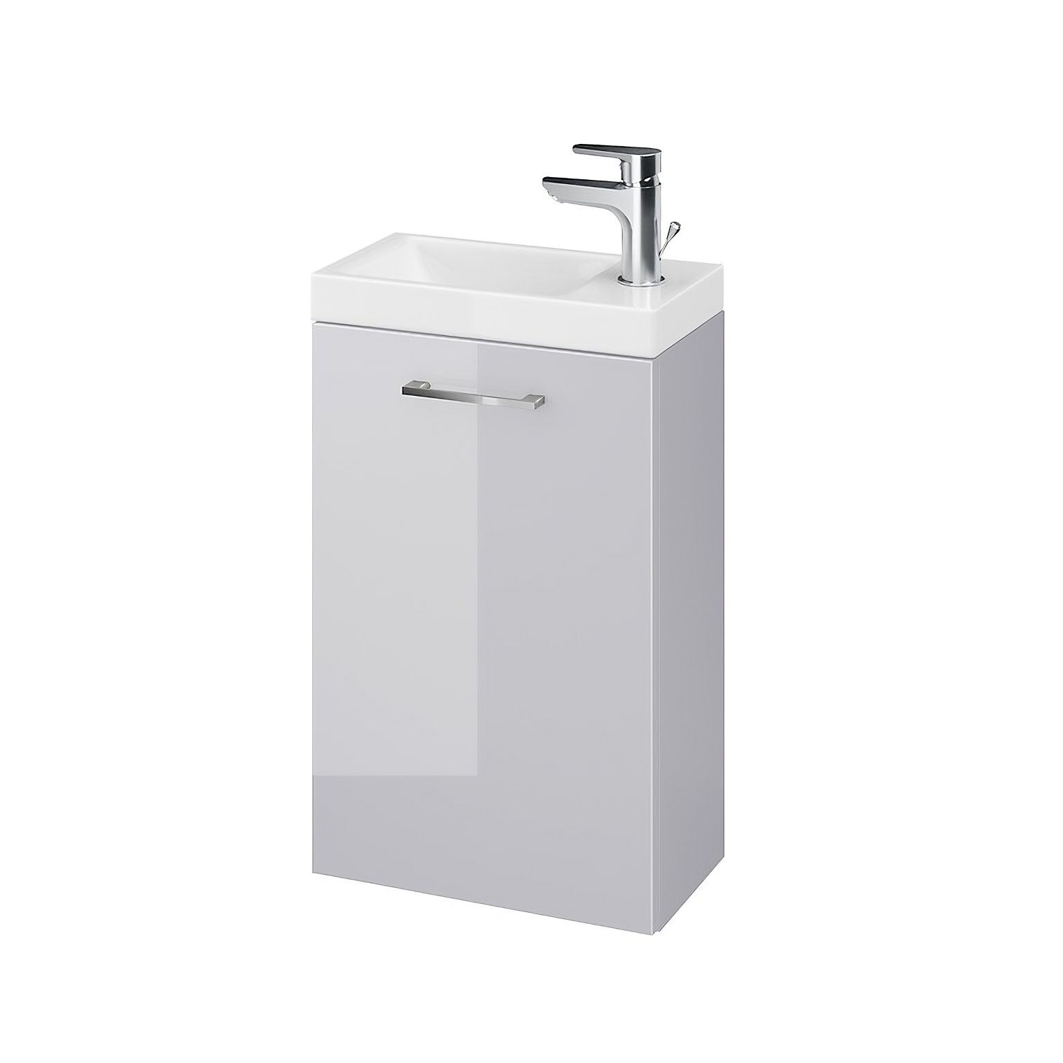 KOLMAN Waschbeckenunterschrank Grau COMO 40 & LARA mit Badmöbel Set Türen Badezimmerschrank Keramikwaschbecken