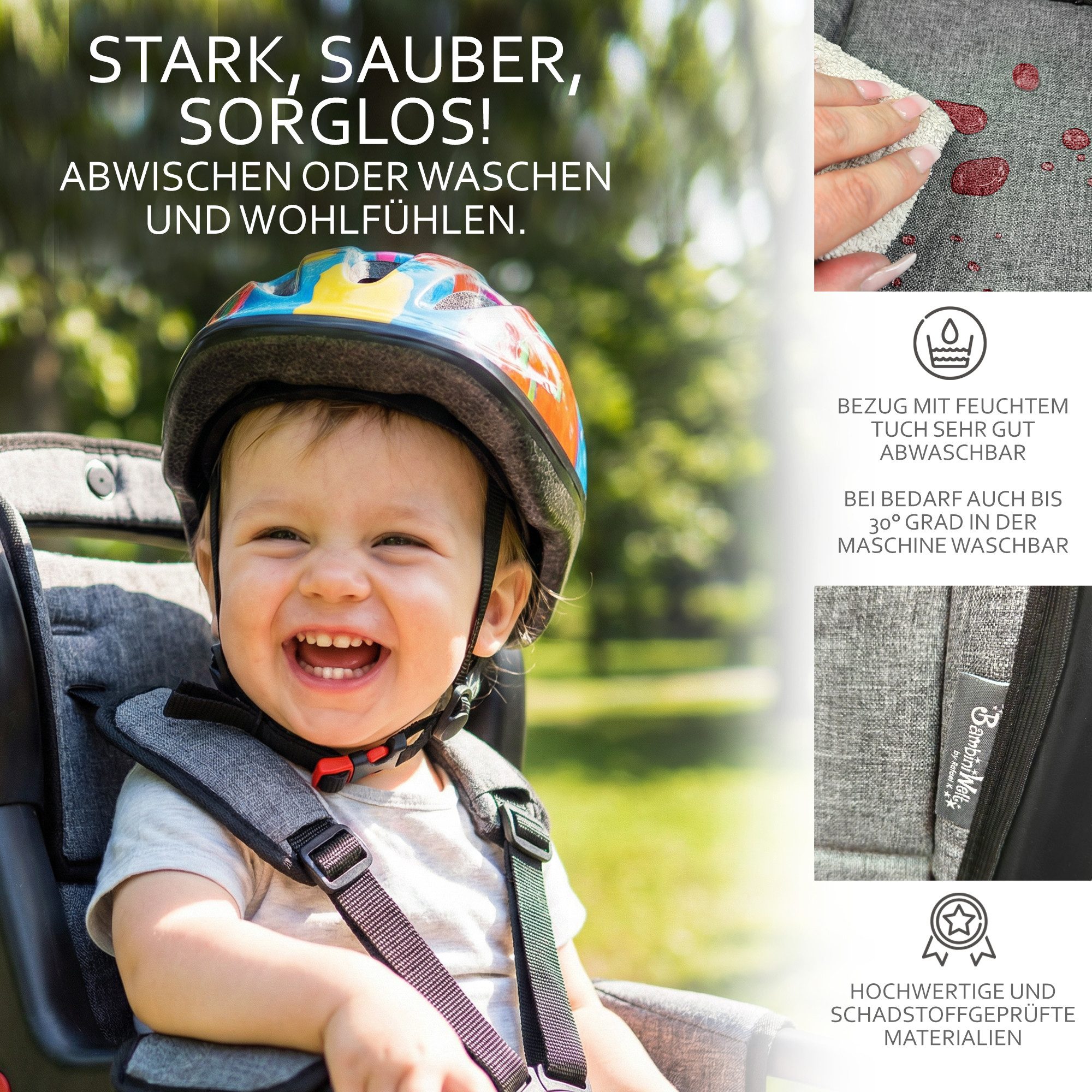 BambiniWelt by Rafael K. Fahrradkindersitz Ersatzbezug Sitzkissen für Fahrradsitz kompatibel mit Römer Jockey M4, ab: 9 Monaten, bis: 5 Jahre