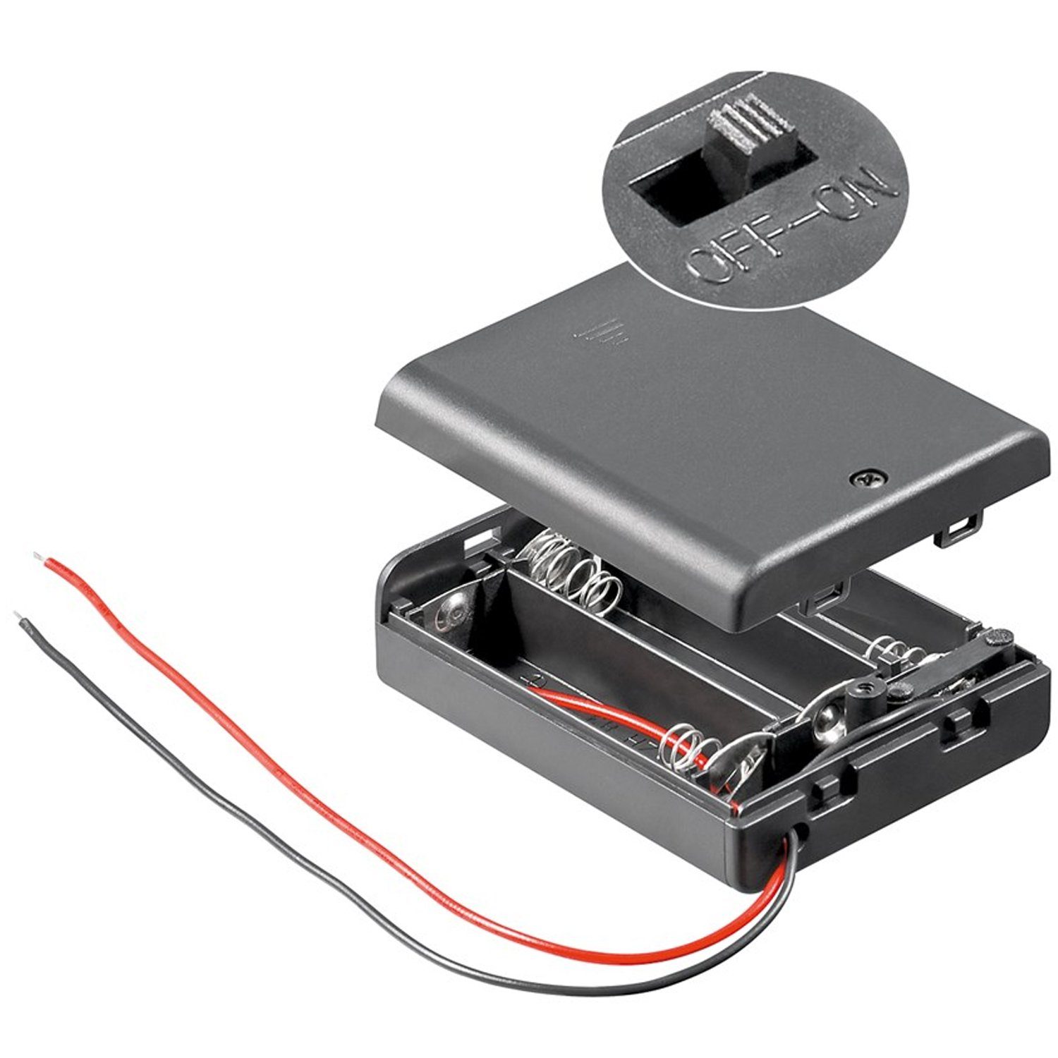 AccuCell Batteriehalter für 3 Stück Batterie LR6 Mignon Kabel 4,5 AA Volt mit Batterien
