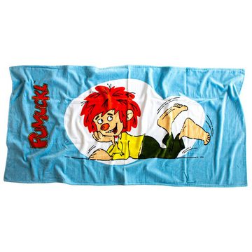 Bavariashop Handtuch ®Pumuckl großes Badetuch • Strand Handtuch XXL • 75 x 150 cm, Frottee, Baumwolle, Velour bedruckt