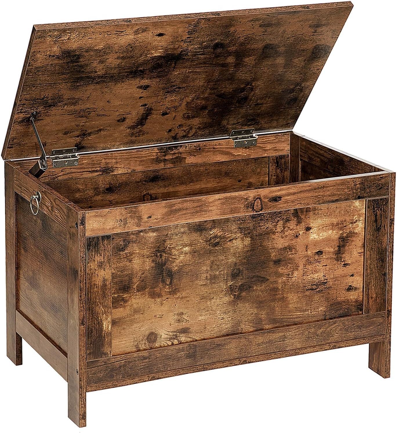 Hoobro Sitzbank Truhen mit Stauraum (Spielzeugtruhe mit Deckel, Schuhbank, Sitztruhe, Aufbewahrungstruhe), Sicherheitsscharniere, Schlafzimmer, Wohnzimmer