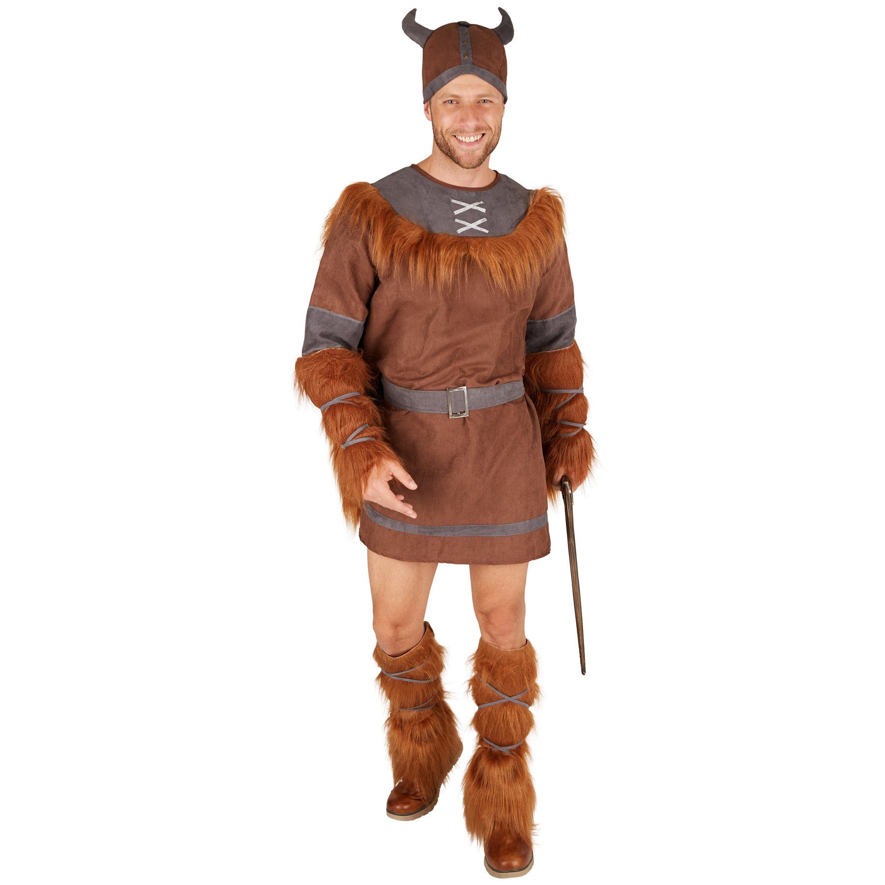 dressforfun Wikinger-Kostüm Herrenkostüm Wikinger, Sehr cooles Gewand mit Kunstfell