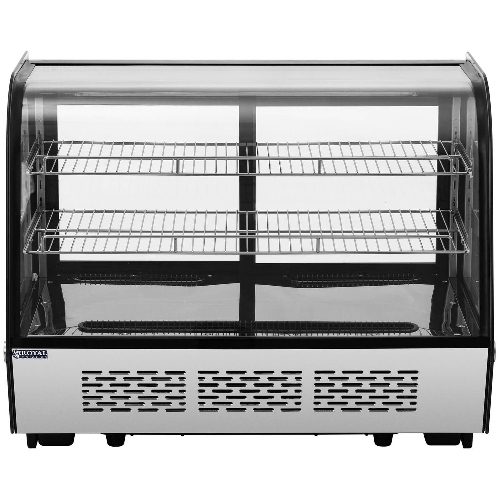 Royal Catering Kühlschrank RCCC-160ST, 69 cm hoch, 57 cm breit, Kühlvitrine 160 L Kuchentheke 3 Ebenen Kühltheke Edelstahl + Glas 2 - – Bild 5 von 5