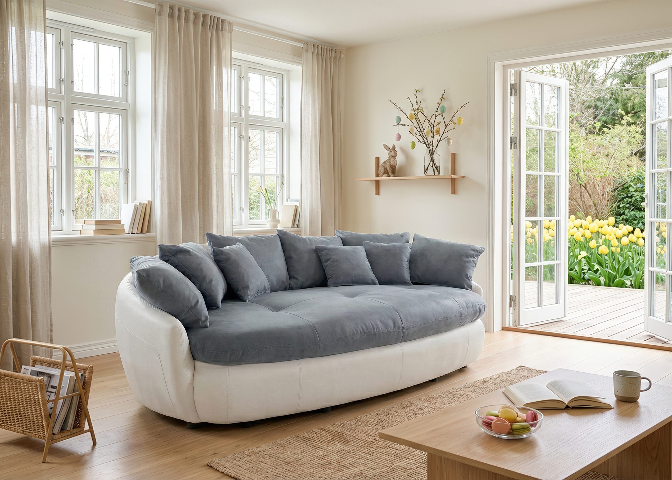 COTTA Big-Sofa Aruba, gemütliches Megasofa in XXL in organischer Form mit vielen Kissen